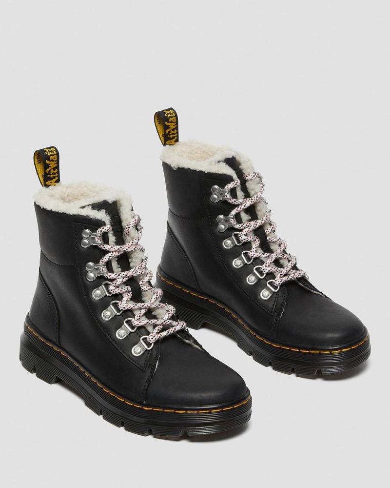 Dr Martens Combs Faux Shearling Forede Ankelstøvler Dame Sort | DK 47KOR